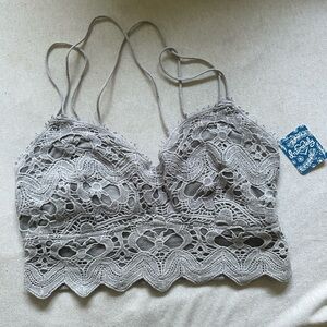Free People Gray Lace Bandeau crop top